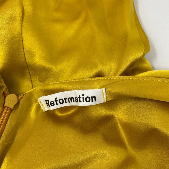 Reformation Zya Silk Yellow Dress 6 Dress - Picture 10 of 13